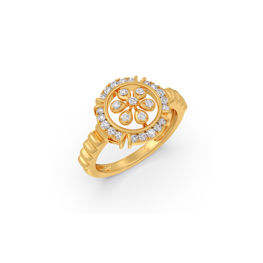 Ornate Flora Diamond Ring - Yellow