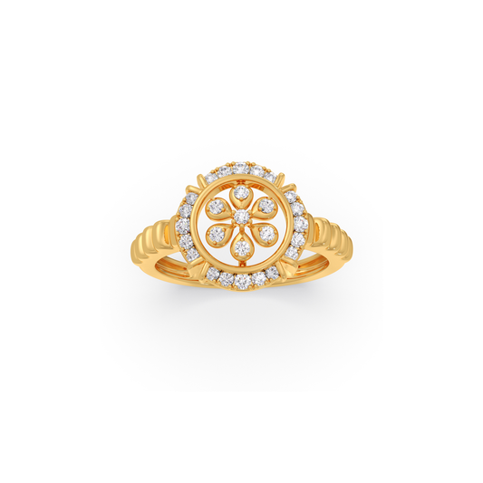 Ornate Flora Diamond Ring - Yellow