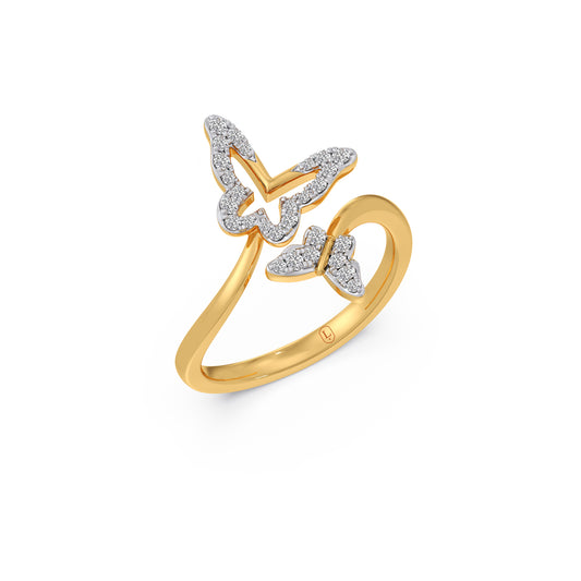 Flutter Kiss Diamond Gap Ring - Yellow