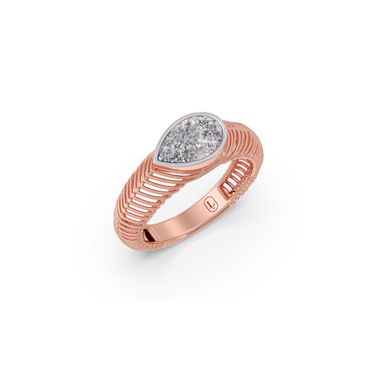 1.08 cts Pear Solitaire Diamond Mesh Ring - Rose