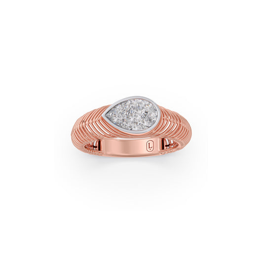 1.08 cts Pear Solitaire Diamond Mesh Ring - Rose