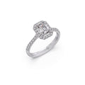 1 cts Emerald Solitaire and Round Diamond Regal Ring