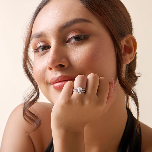 Emerald Heritage Solitaire Diamond Stackable Ring - MQ