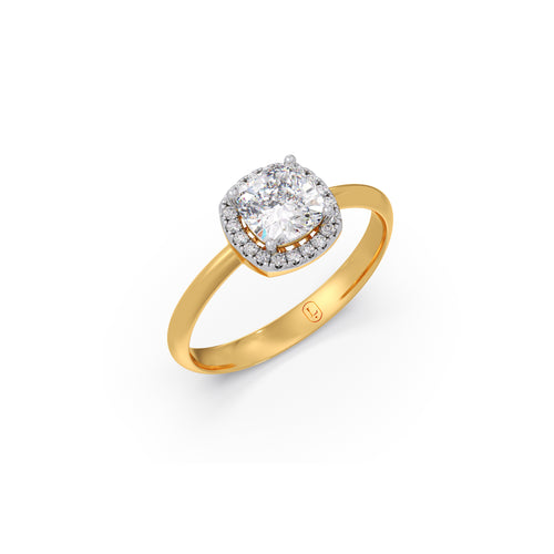 Cushion-Cut Halo Solitaire Ring