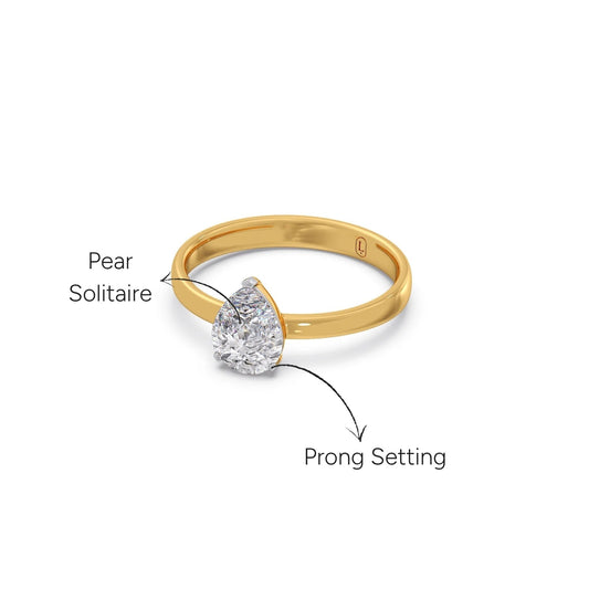 Stately Pear-Cut Solitaire Ring - Yellow
