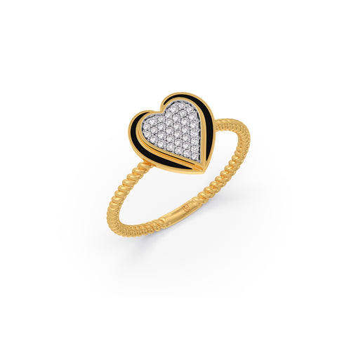 Entwined Ceramic Heart Diamond Ring