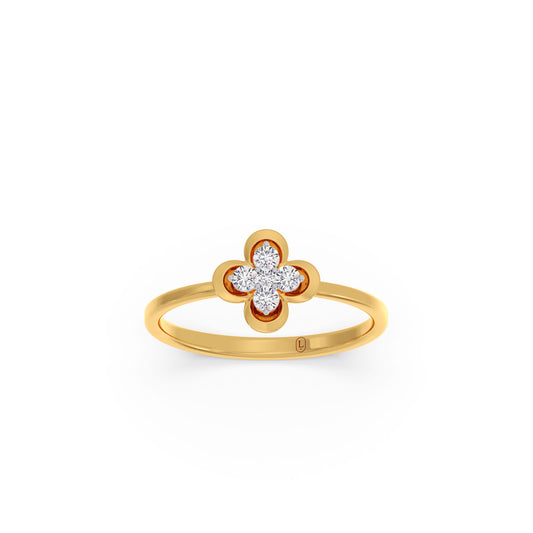 Floret Cluster Diamond Ring - Yellow
