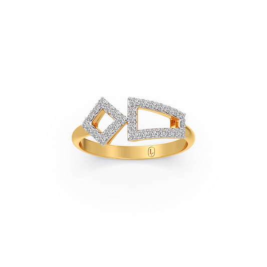 Offset Geometric Diamond Ring - Yellow