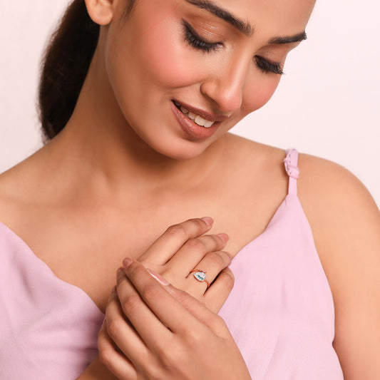 Enamel Teardrop Bypass Diamond Ring - MQ