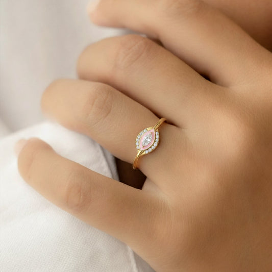 Cotton Candy Marquise And Round Diamond Ring - MH