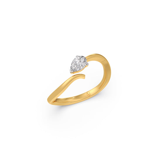0.30 cts Pear Shape Solitaire Diamond Gap Ring - Yellow