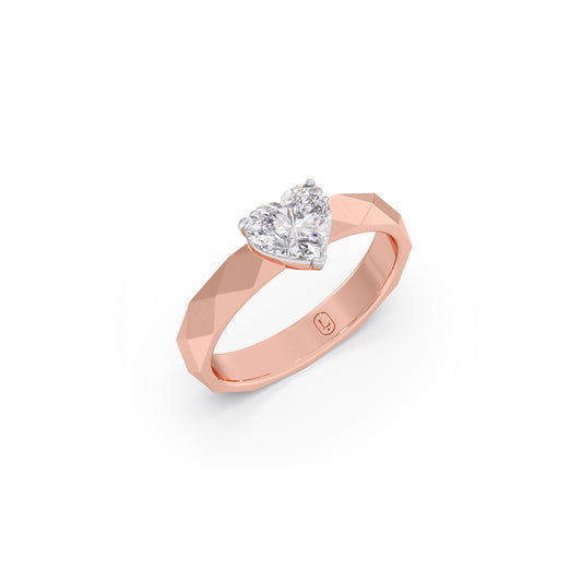 Luminous Heart Solitaire Diamond Ring - Rose