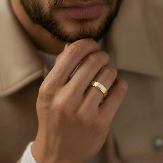 Regal Princess-Cut Solitaire Men's Ring - MQ_AI