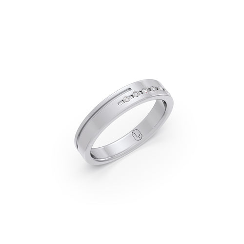 Linear Platinum Diamond Couple Band For Her