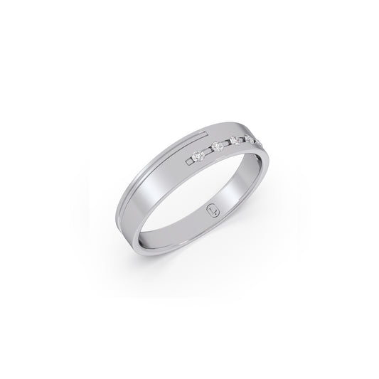 Linear Platinum Diamond Couple Band For Him - Plt