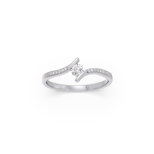 Serpentine Diamond Platinum Bypass Ring - Plt