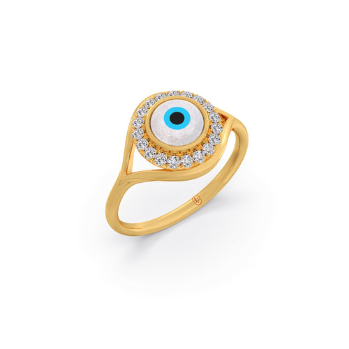 Evil Eye Teardrop Halo Diamond Ring