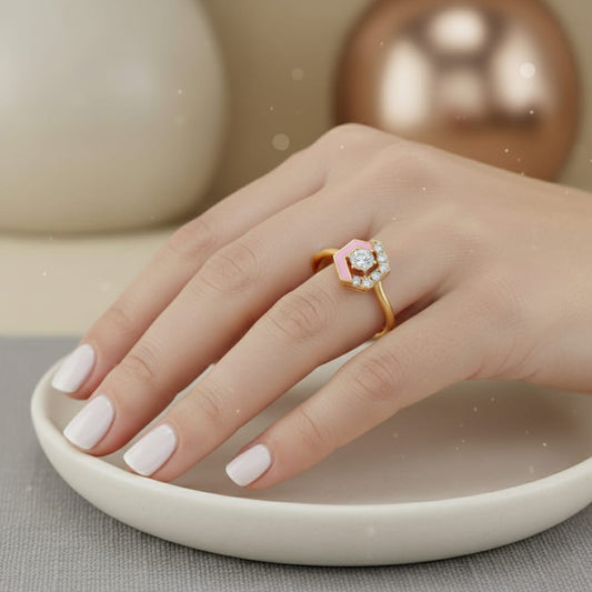Cotton Candy Hexagon Diamond Ring - MH