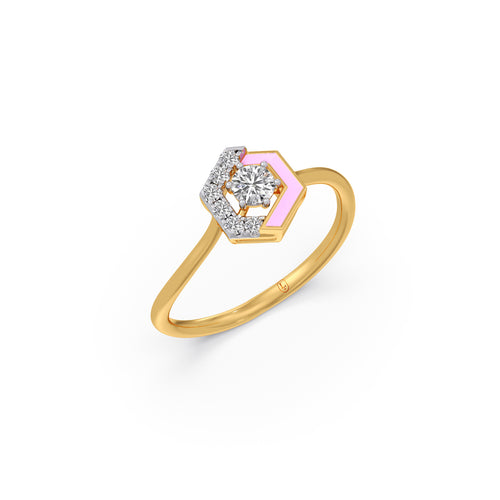 Cotton Candy Hexagon Diamond Ring