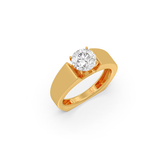 Signature Euro Solitaire Men’s Ring - Yellow