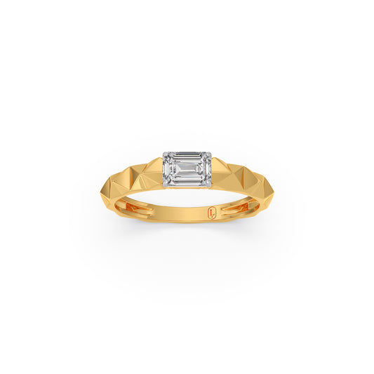 Geometric Emerald Solitaire Engagement Ring - Yellow