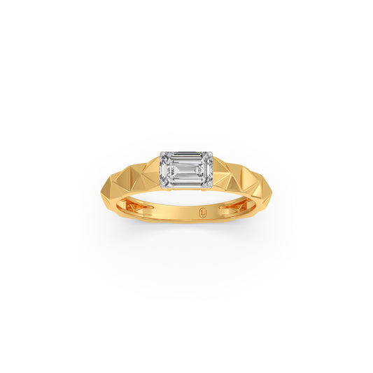 Geometric Emerald Solitaire Men’s Ring - Yellow