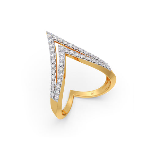 Dual Chevron Diamond Ring - Yellow