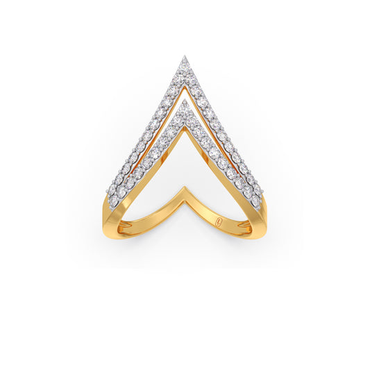 Dual Chevron Diamond Ring - Yellow