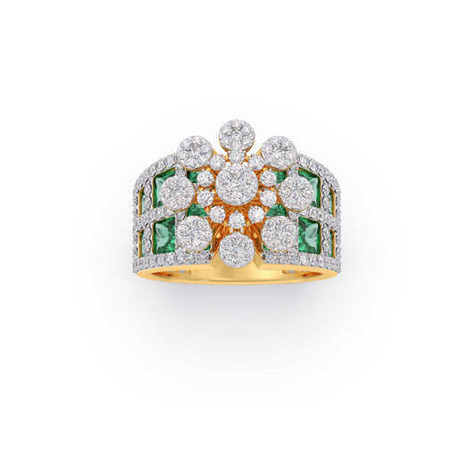 Royale Flora Cluster Diamond Ring - Yellow