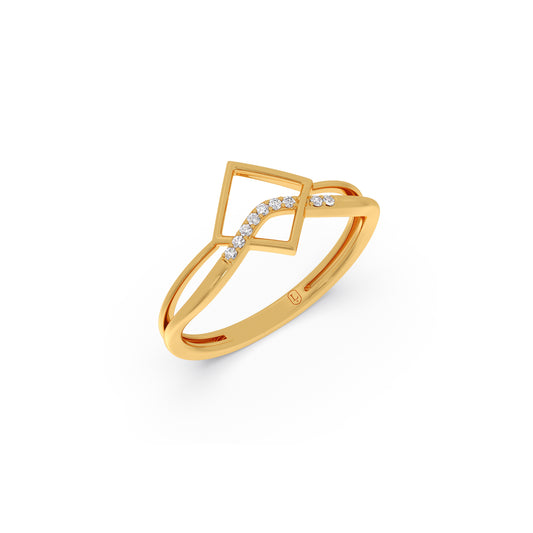Curve Diamond Geometric Ring - Yellow