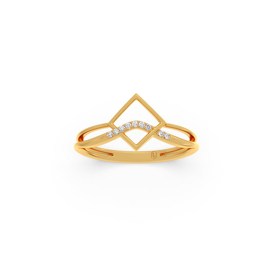Curve Diamond Geometric Ring - Yellow