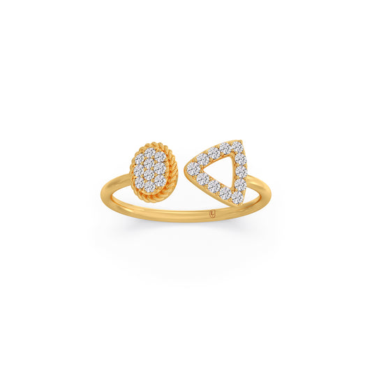 The Triangle and Oval Open Diamond Ring - Yellow