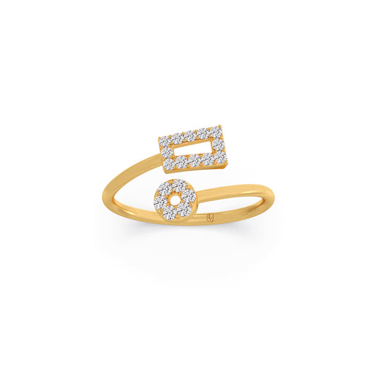 The Rectangle and Circle Diamond Ring - Yellow