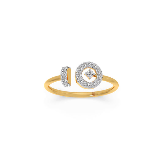 Double Clover Bypass Diamond Ring - Yellow