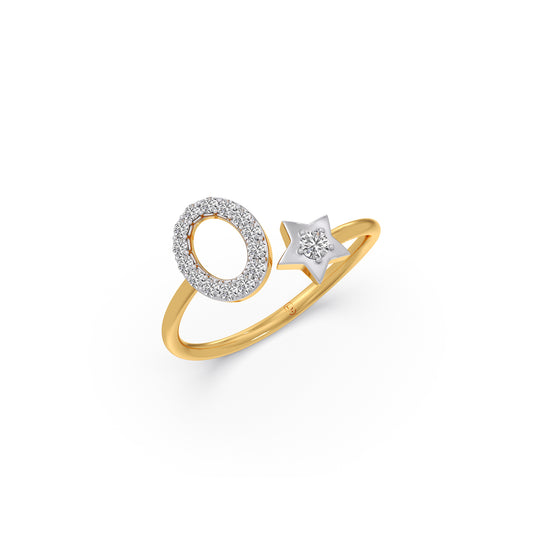 The Star and Oval Diamond Gap Ring - Yellow