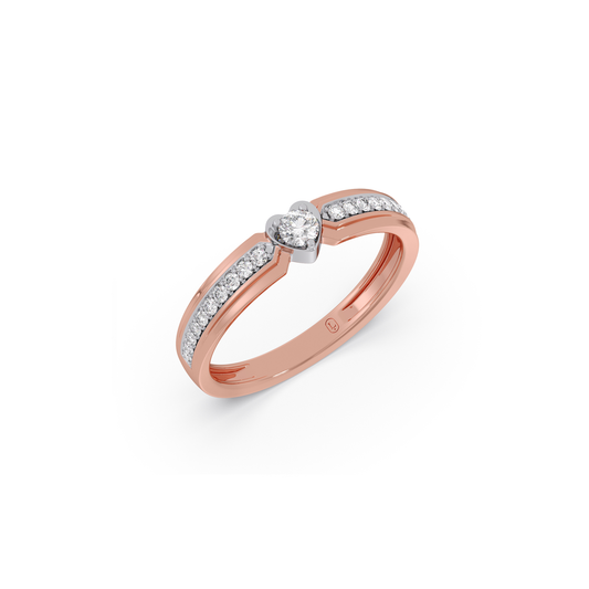 Regal Heart Diamond Couple Band For Her - Rose