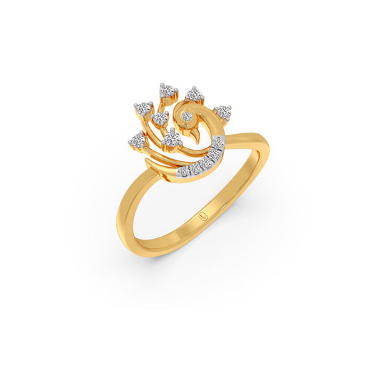 Regal Peacock Diamond Ring - Yellow