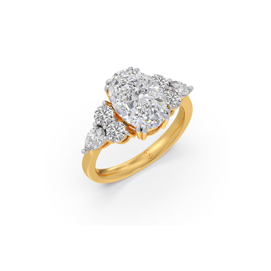3.82 ct Celestia Cluster Oval Solitaire Ring - Yellow