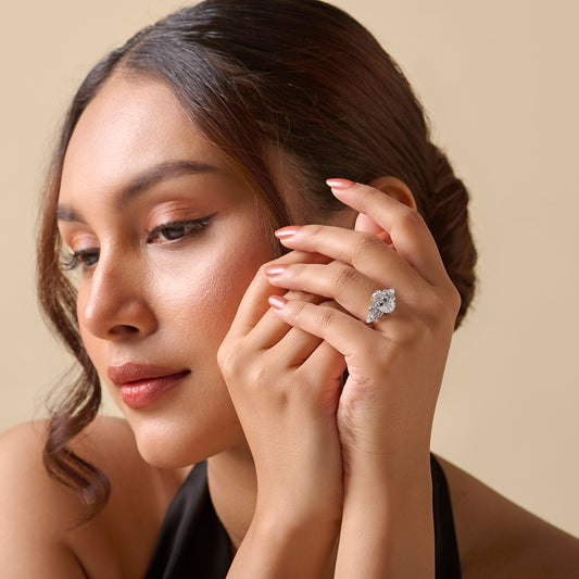 3.82 ct Celestia Cluster Oval Solitaire Ring - MQ