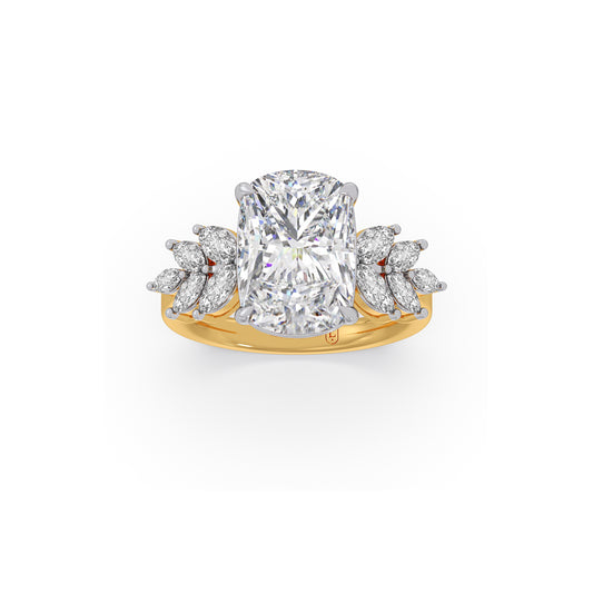 5.82ct Long Cushion Solitaire Engagement Ring - Yellow