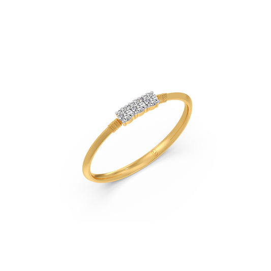 Stria Round Diamond Trilogy Ring - Yellow