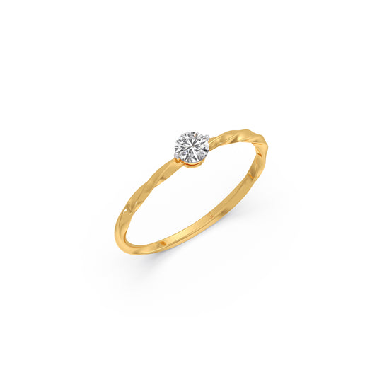 Helical Round Diamond Ring - Yellow