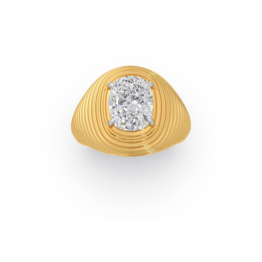 2ct Crown of Layers Long Cushion Solitaire Ring - Yellow