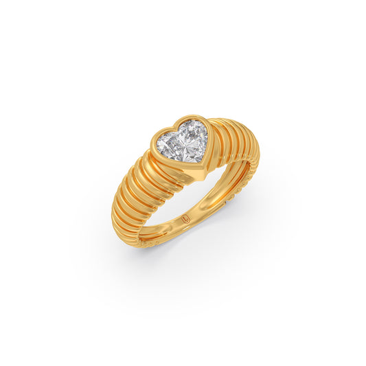 1 ct Fluted Heart Solitaire Ring - Yellow