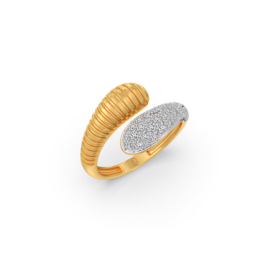 Fluted Diamond Bypass Ring - Yellow