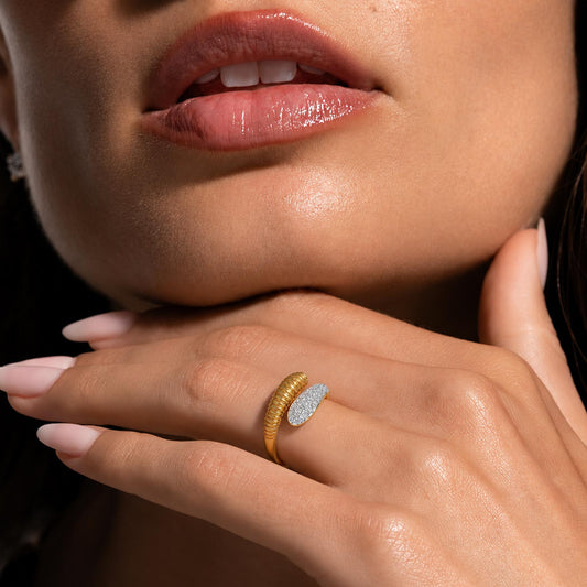 Fluted Diamond Bypass Ring - MQ_AI