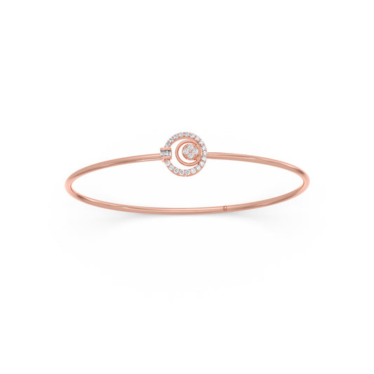 Round & Baguette Diamond Kada Bracelet - Rose