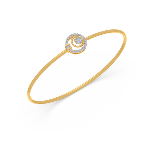 Round & Baguette Diamond Kada Bracelet - Yellow