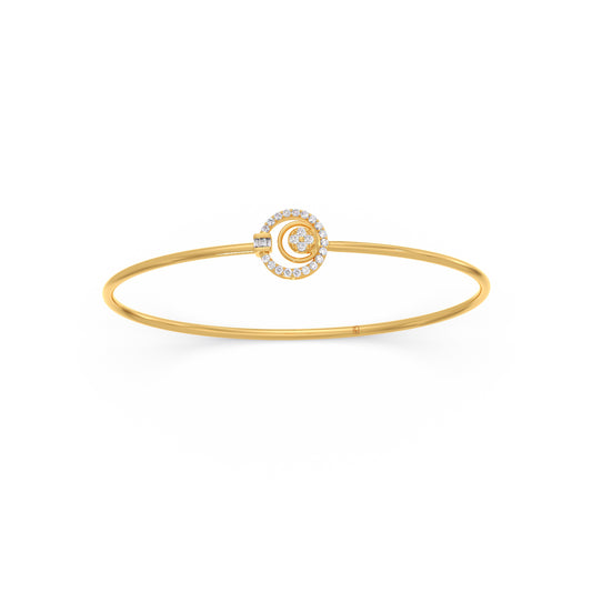 Round & Baguette Diamond Kada Bracelet - Yellow