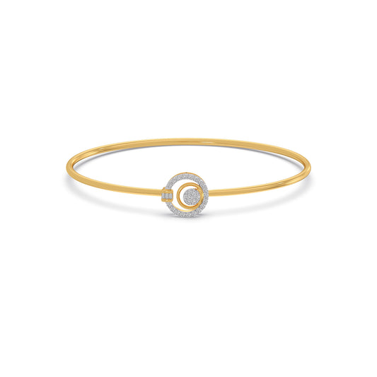 Round & Baguette Diamond Kada Bracelet - Yellow